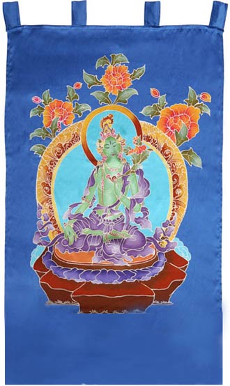 Green Tara Silk Wall Hanging